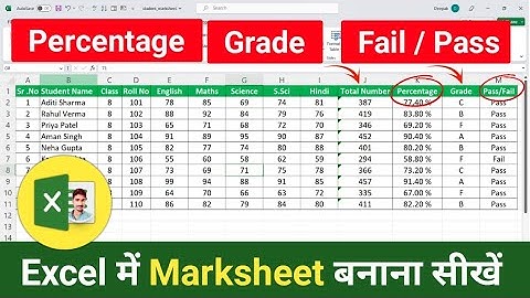 Ms Excel me marksheet kaise banaye in hindi | excel me marksheet kaise banaye tutorial  #excel 