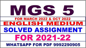 MGS 5 Solved Assignment 2021-22 in ENGLISH,  Whatsapp For Pdf  9992290905.