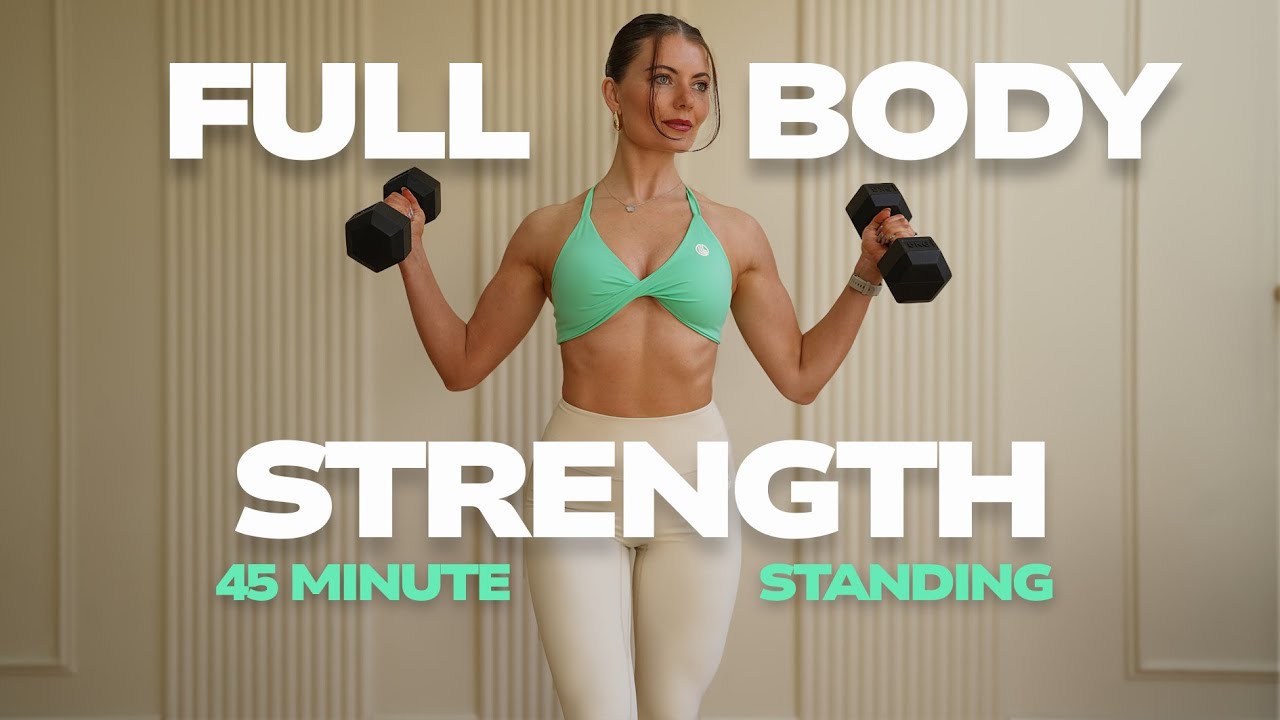 45 MINUTE STANDING FULL BODY STRENGTH WORKOUT TO BUILD MUSCLE & LOSE FAT- No Repeats Supersets