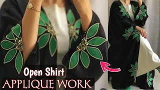 How To Design Dress_Open Shirt Applique Work By Simple Sewing Machine_New Unique & stylish Sleeves 
