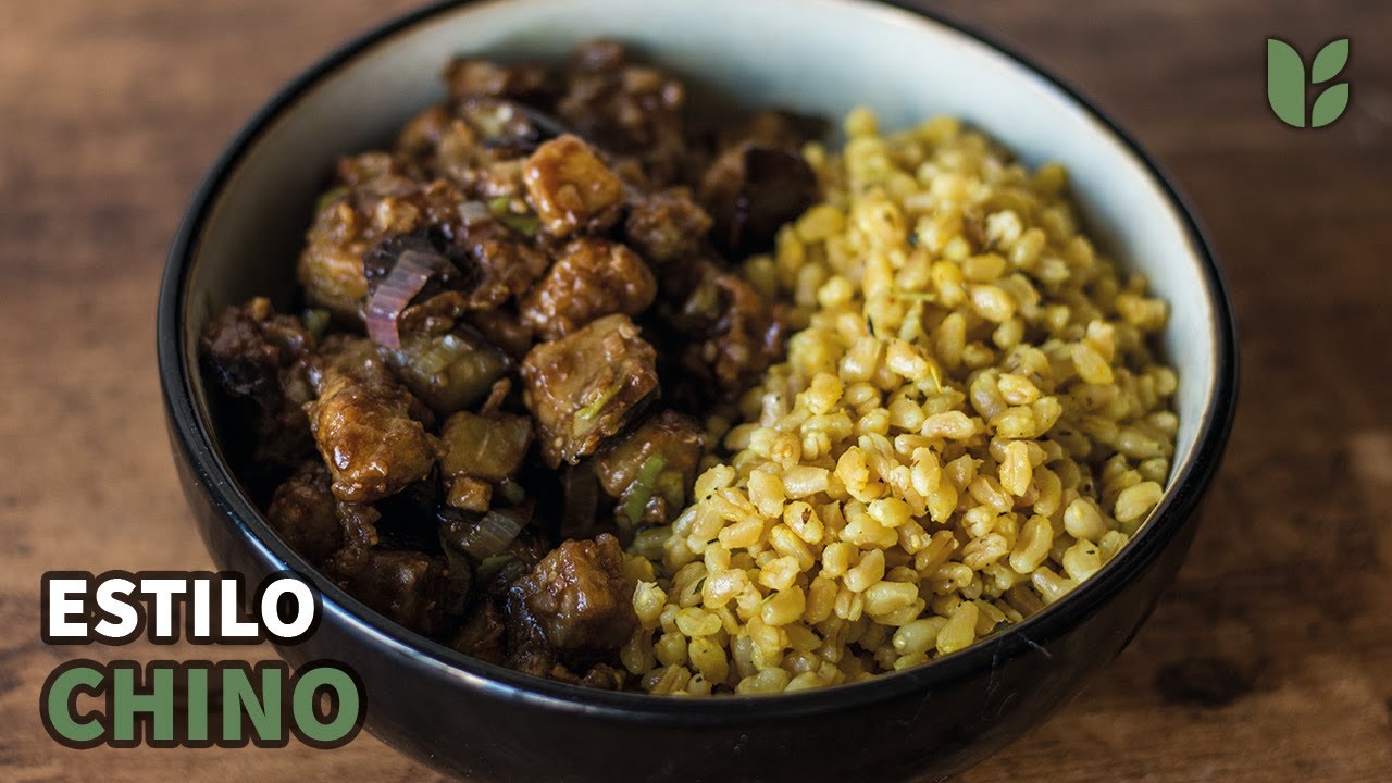 🍆BERENJENAS CHINAS con TRIGO CANDEAL - breakvegan