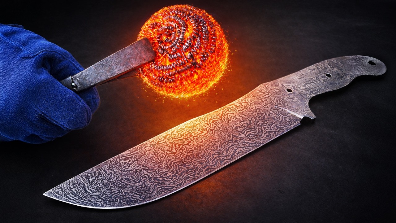 Forging a Damascus Knife from Steel Wool | Canister Build