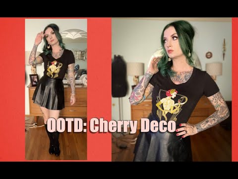 OOTD GRWM: Goth Cherry Deco and Pleather Skirt by CHERRY DOLLFACE