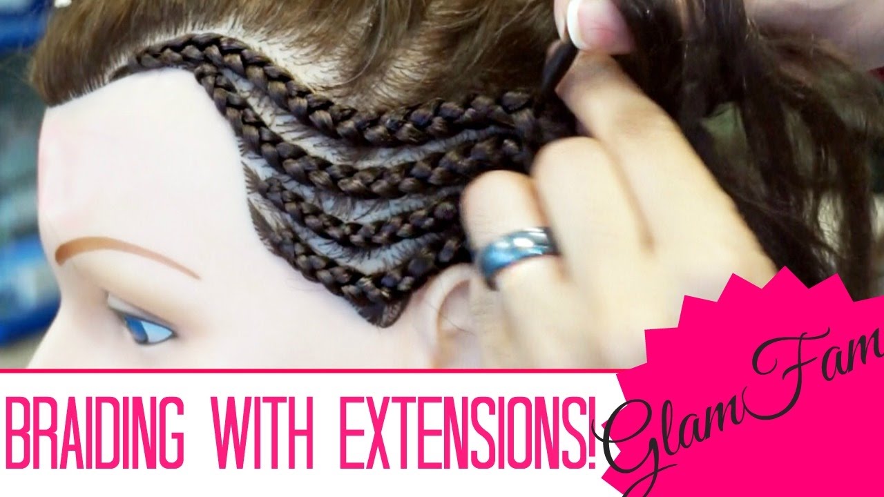 How to Cornrow With Weave / Extensions For Beginners! - YouTube