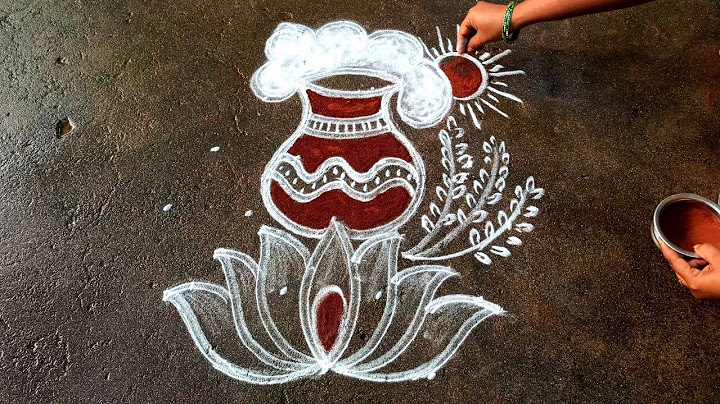 Pongal pot rangoli 2022|sankranti muggulu|5*3 Thai pongal paanai kolam|bhogi Super rangoli