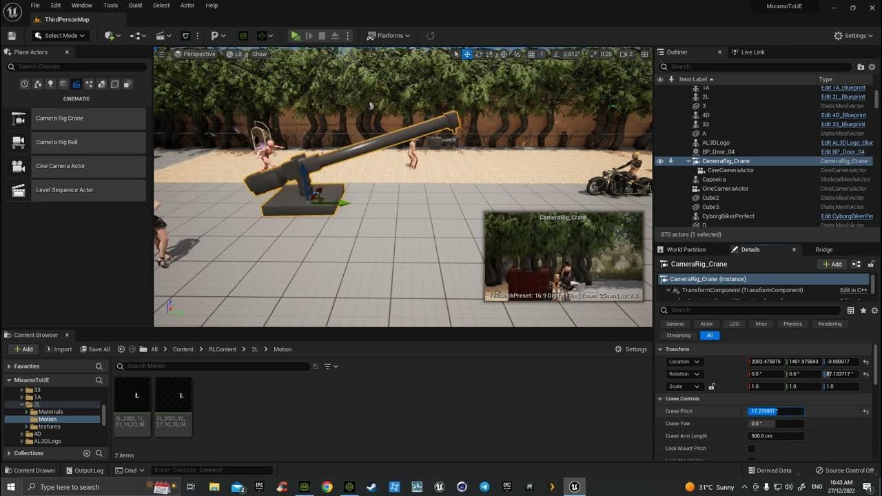 Unreal sequencer tutorial 02 camera rig crane set up and use youtube