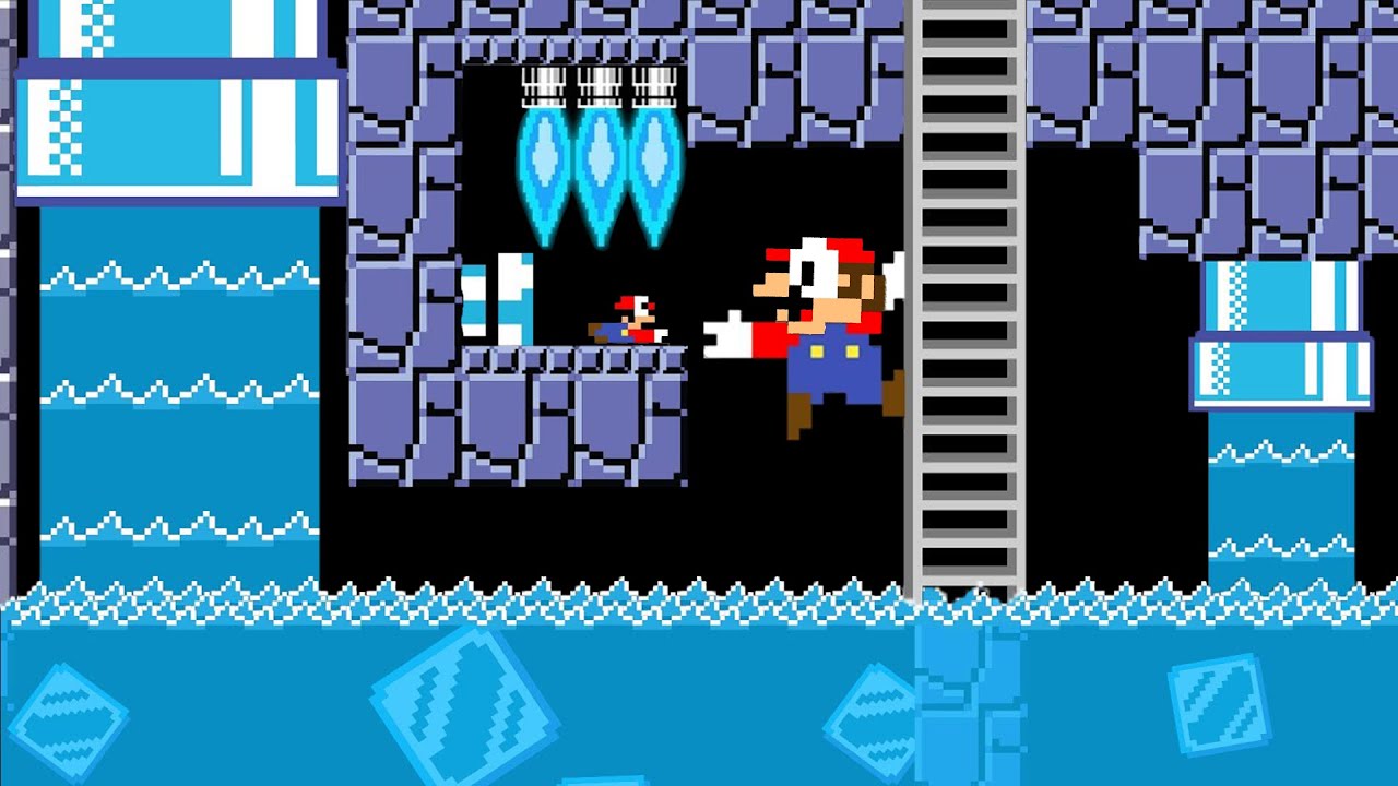 Tiny Mario and Super Mario the Floor is Ice Maze Escape | Super Mario Bros. / Game Animation