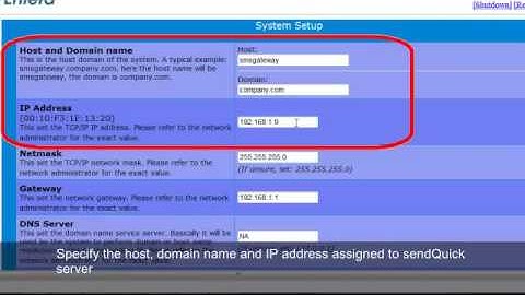 sendQuick Admin   Network Configuration