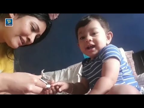 Yash Son Yatharv Cute Expression While Nail Cutting Adorable Video | Rocking Star Yash & Radhika