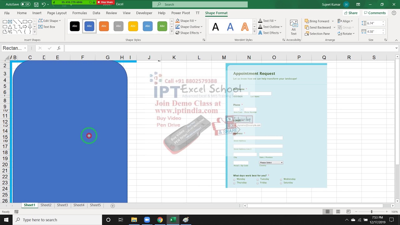 Excel VBA Macros Training - Create Form in Sheet - YouTube