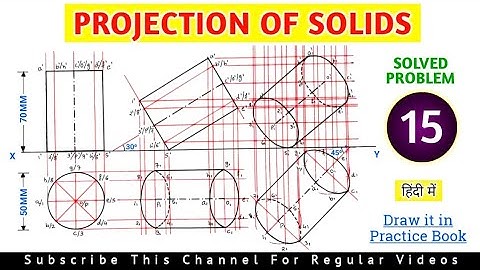 PROJECTION OF SOLIDS SOLVED PROBLEM 15 IN HINDI IN ENGINEERING DRAWING @TIKLESACADEMYOFMATHS