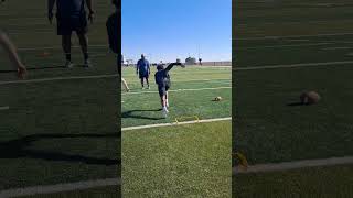 Look at Elijah's footwork!!!Football training with coach Kyle. we don't own the rights to the music