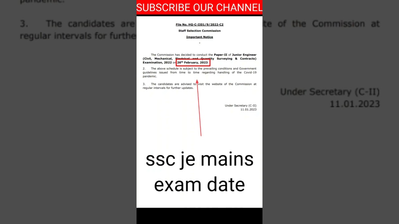 SSC JE Main Date Notification 