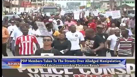 Edo PDP members protest over alleged manipulation of Edo guber poll results