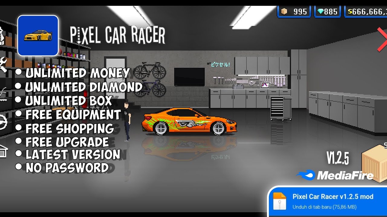 PIXEL CAR RACER MOD APK TERBARU 2025 versi 1.2.5 - unlimited money & no password