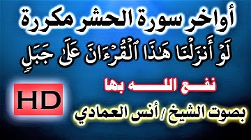رقية أواخر سورة الحشر  بصوت الشيخ أنس العمادي نافعة بَإذن اللـــــــٌہ