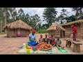 Village Life In Africa With A Delicious Morning Breakfast From Our Hardworking Wife And Husband.