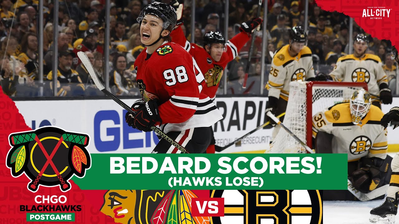 Connor Bedard nets first NHL goal as Blackhawks battle Bruins