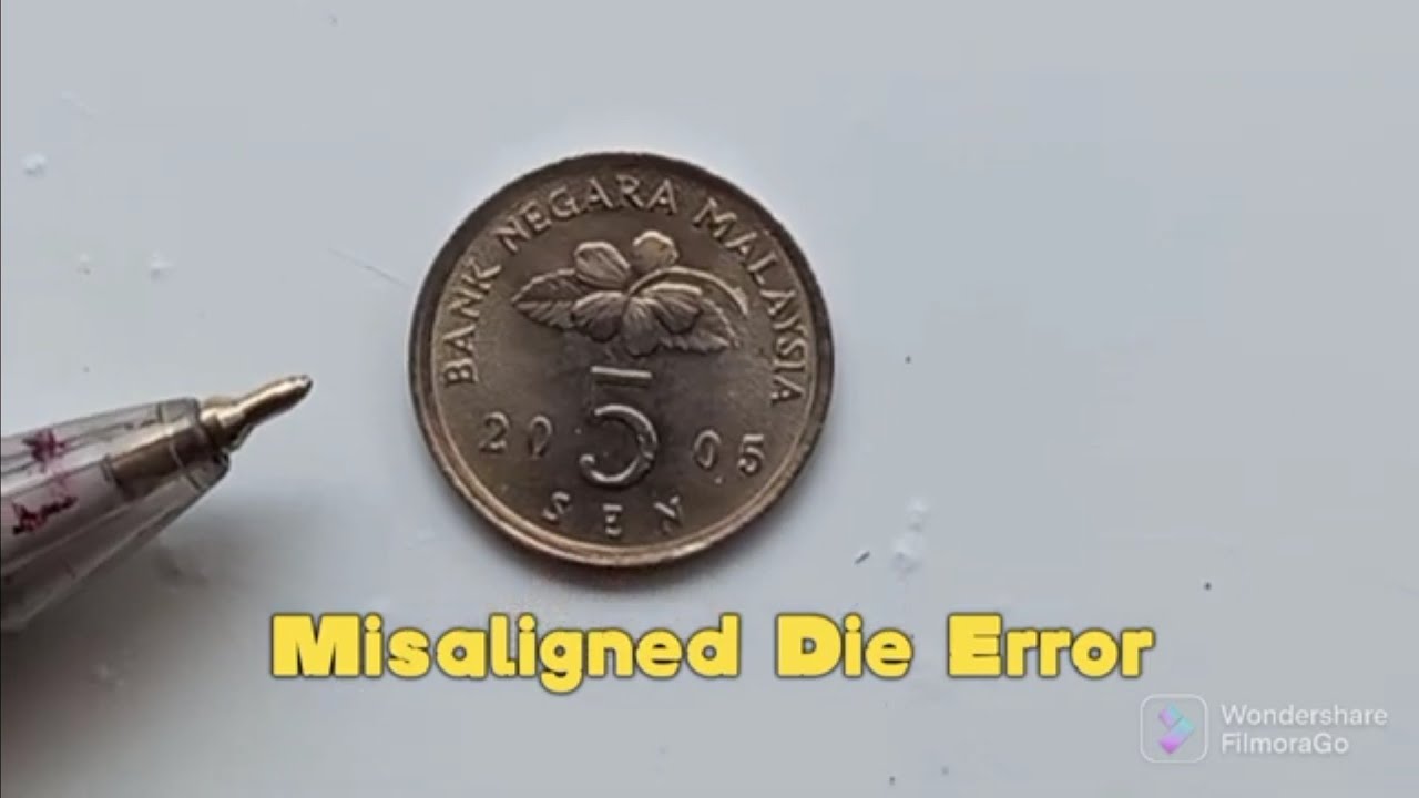Misaligned Die Error : Duit Syiling  5  Sen  Lama tahun 2005 