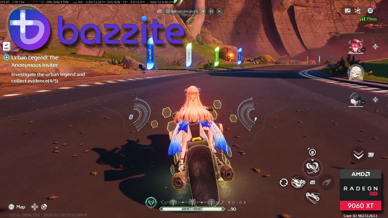 Linux Bazzite - Wuthering waves, RX 9060 XT 16gb. with Ray traycing ON - FSR ON - FG ON