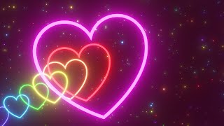 Flying Through Curved Love Heart Tunnel Shapes Glow Rainbow Sparkles 4K Moving Wallpaper Background