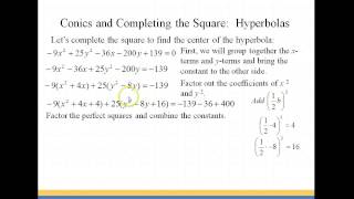Conics and Completing the Square: Hyperbolas