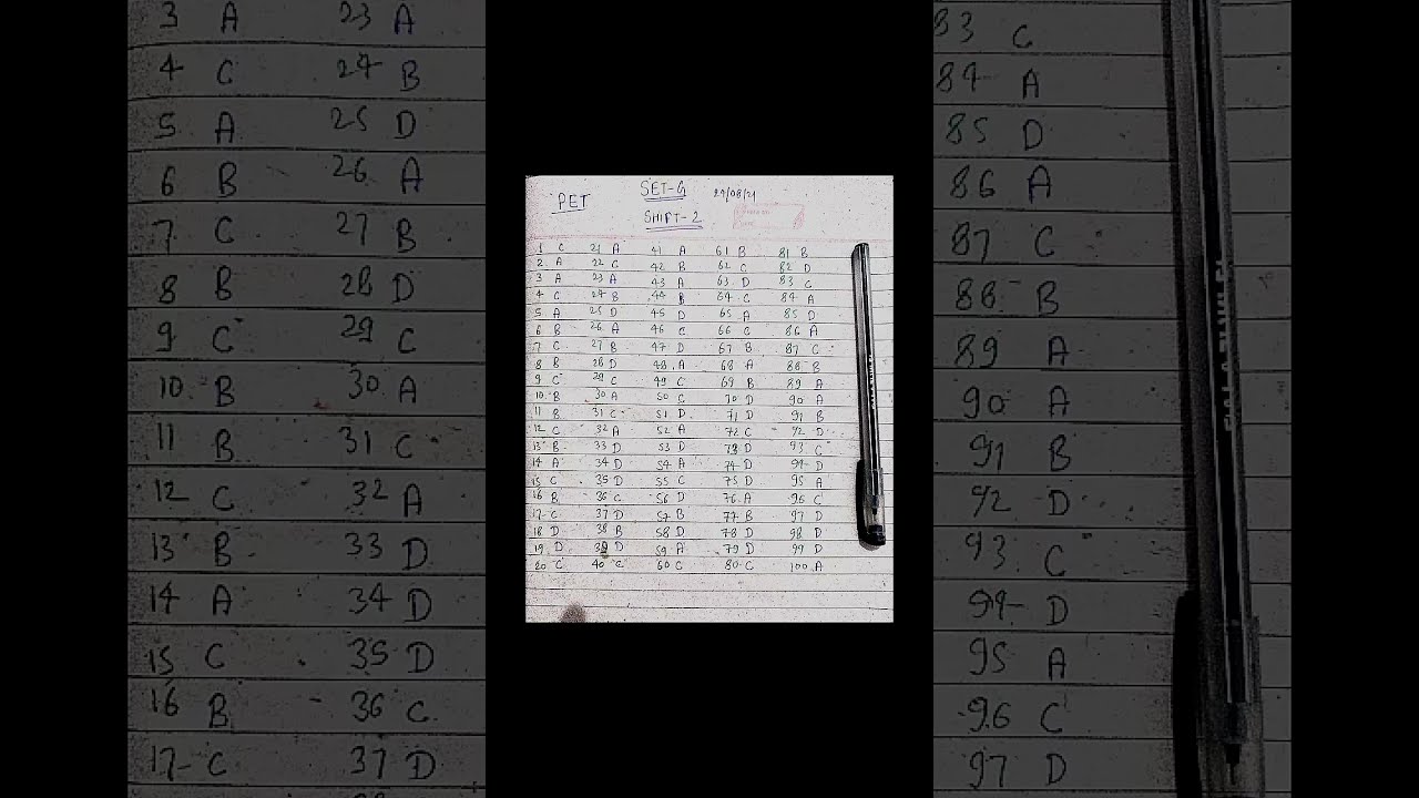 PET ANSWER KEY  24 AUG