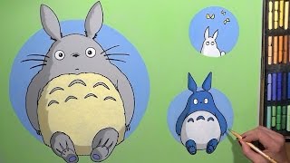 Drawing Totoro from Tonari no Totoro Cartoon. Easy and simple. Soft Pastel. screenshot 2