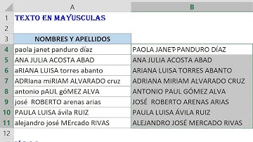 TEXTO EN MAYUSCULAS EN EXCEL
