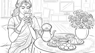 Color By Number Zen Life Tea Coffee Cup Time Collection 03 Vintage Scene Desserts #coloringbook screenshot 4