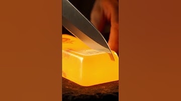 ASMR Satisfying Cutting Molten Gold Bar #oddlysatisfying #relaxingsounds #satisfying #asmr #slice