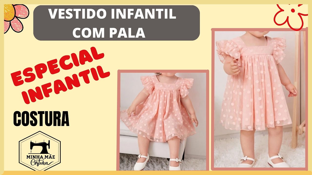 VESTIDO INFANTIL COM PALA - PASSO A PASSO DA COSTURA!