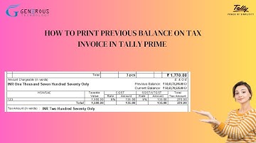 How to Print Previous Balance on Tax Invoice in Tally Prime