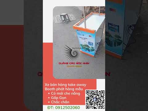 Quầy booth sampling PG phát hàng mẫu - gấp gọn - mái che nắng - bánh xe di chuyển