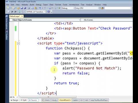 Password and Confirm Password validation using JavaScript in ASP.Net
