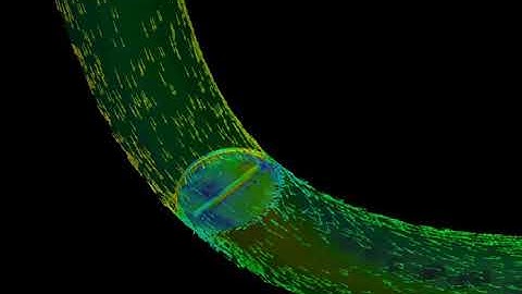 Glyph Mode Velocity Vector for the flow in the Elbow Throttle for Transient State Simulation
