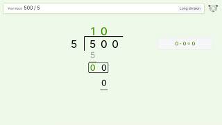 Long Division Problem 500/5: Step-by-Step Video Solution