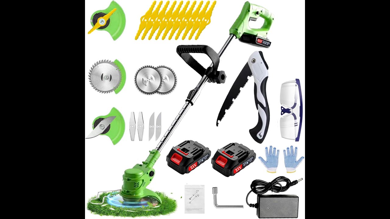 Decespugliatore A Batteria 21V - Tagliaerba Elettrico 3 In 1, Con Lama Regolabile Per Giardino