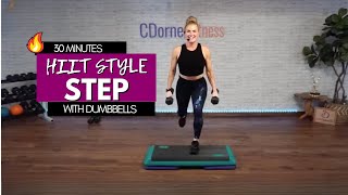 30 MIN Intense HIIT Step Cardio Workout with Dumbbells - Burn Fat and Sculpt Your Body