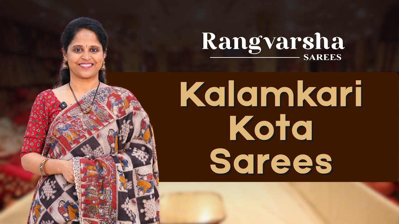 Kalamkari Kota Sarees-Rangvarsha Sarees-Soft cotton Kota sarees with exquisite prints-Summer wear