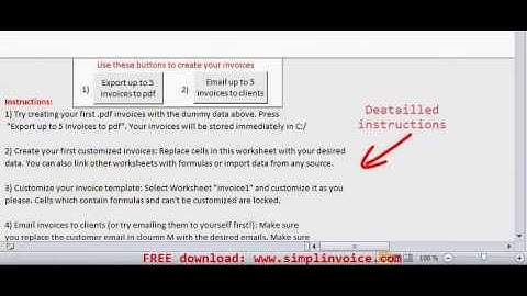 SIMPLINVOCE - AUTOMATED PDF INVOICE GENERATOR for Excel - invoice creation instructions