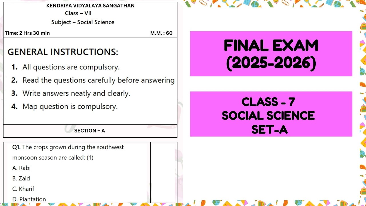 Class 7 SST Sample Paper | Final Exam 2026 | Exploring Society India ...