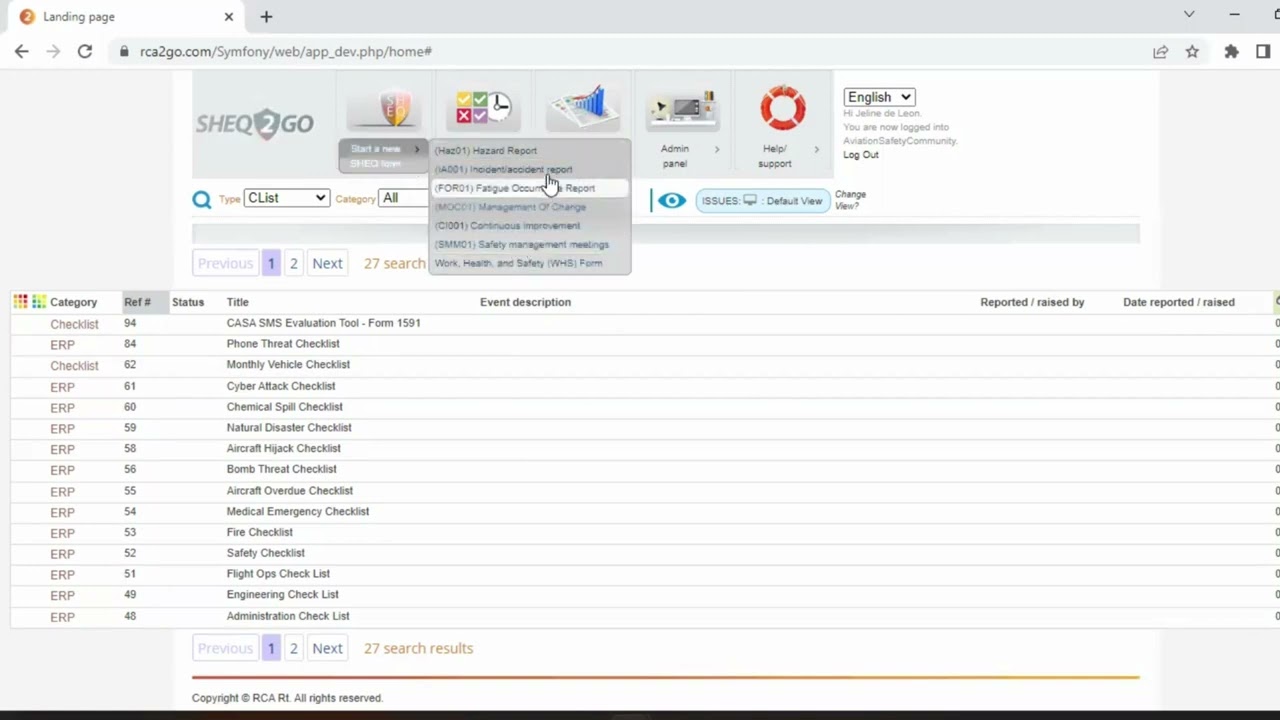 Introduction to SHEQ2Go - Landing Page