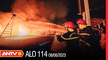 Cận cảnh hiện trường lửa bốc cháy ngùn ngụt thiêu rụi 5 tàu cá 45 tỷ trong đêm | Alo 114 | ANTV