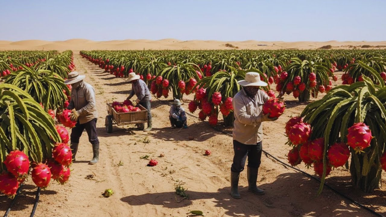 El proceso de cultivo de Pitaya en el desierto produce resultados sorprendentes