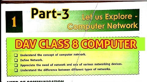 DAV Class 8 Computer Chapter 1|| Let Us Explore-Computer Network| Part-3 Explained In Hindi