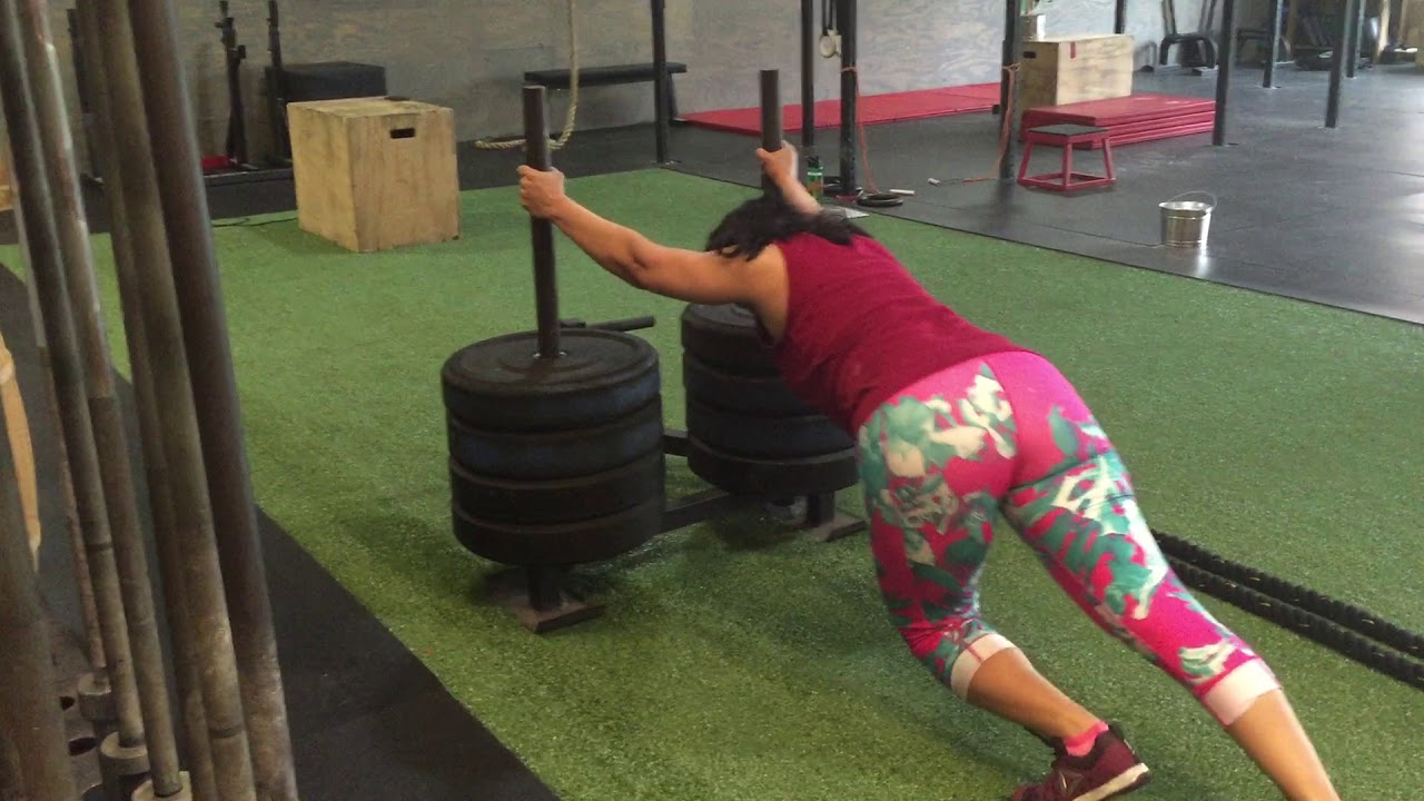 400 lb SLED PUSH at Crossfit YouTube