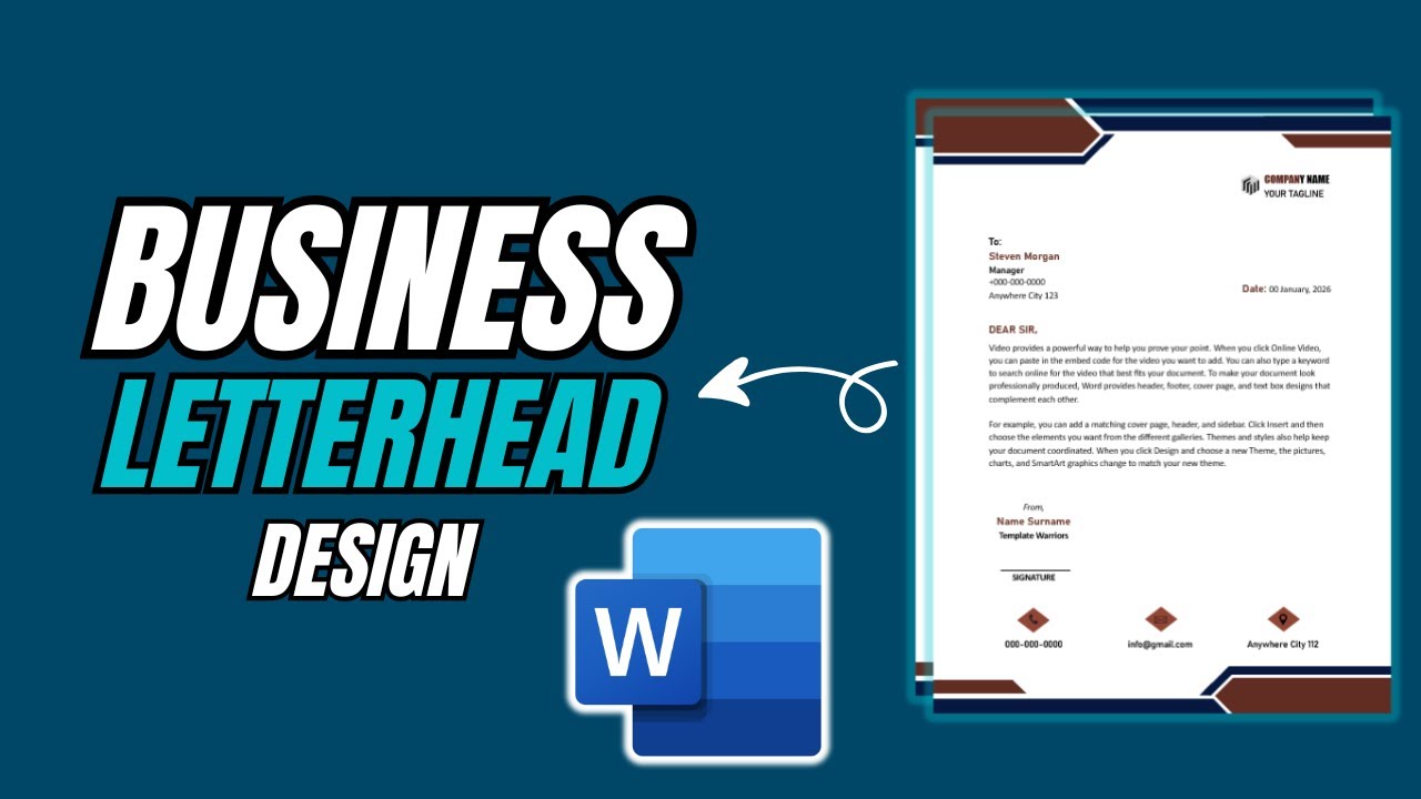 Business Letterhead Design in MS Word 2026 - YouTube