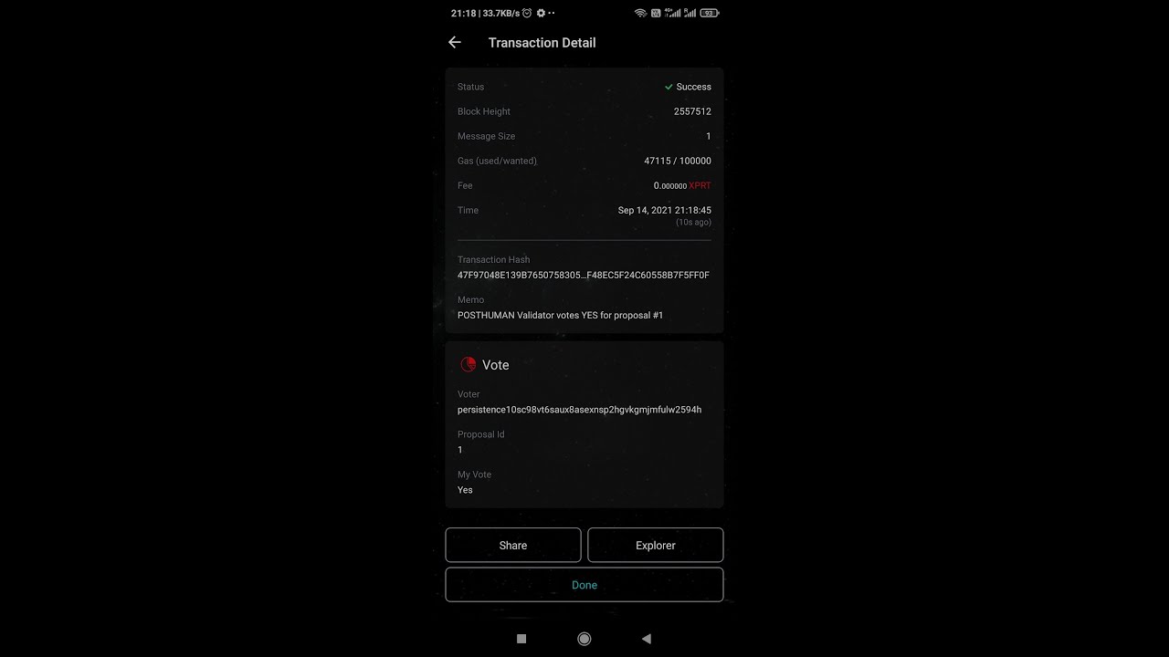 How to vote for proposals in the Persistence Network using Cosmostation Wallet App
