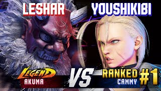 SF6 ▰ LESHAR (Akuma) vs YOUSHIKIBI (#1 Ranked Cammy) ▰ High Level Gameplay